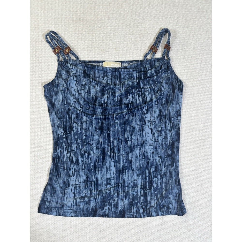 MICHAEL KORS SIZE M  TOP STRETCHY FITTED BLUE WHITE